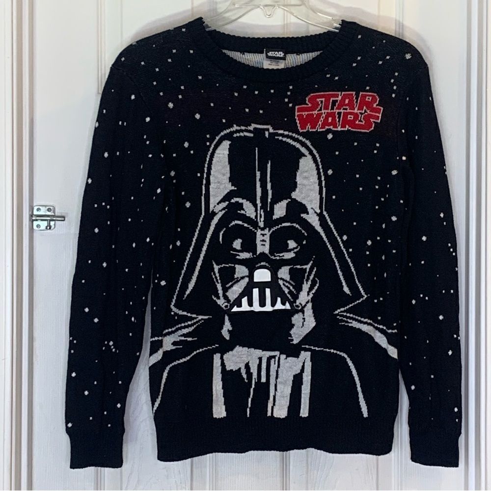Star Wars Boys Black Knit Darth Vader Christmas Holiday Sweater Size XL